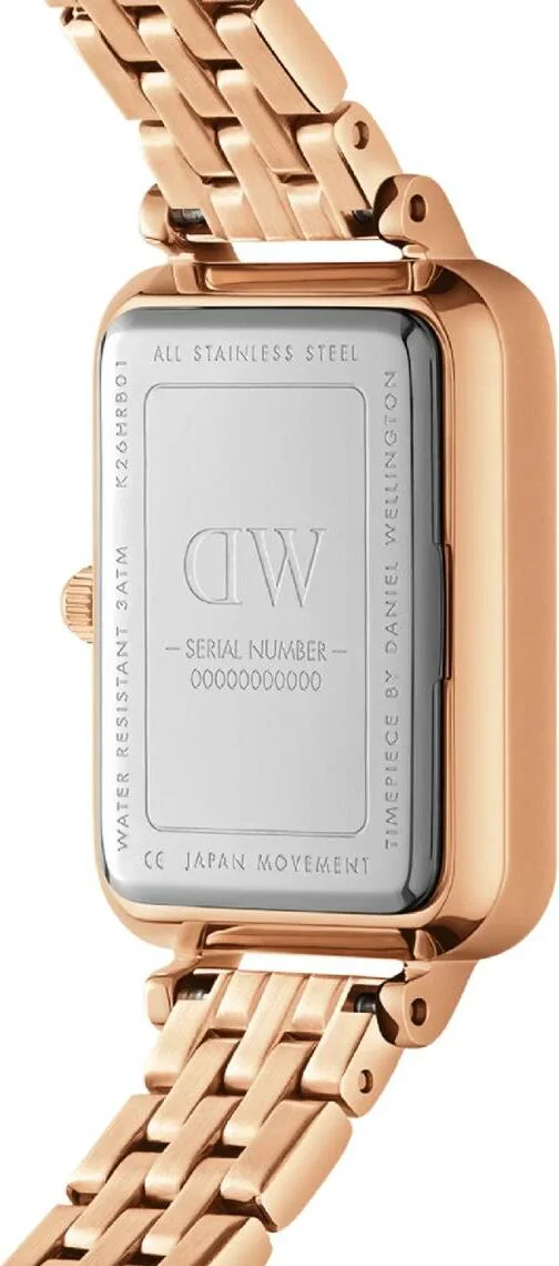 Montre Femme Daniel Wellington DW00100672 Quadro Lumine Boîtier Or Rose Cadran Blanc vue 3