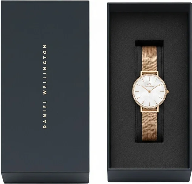 Montre Femme Daniel Wellington Petite Lumine Bezel DW00100673 - Cadran Blanc Nacré, Boîtier et Bracelet Or Rose vue 3