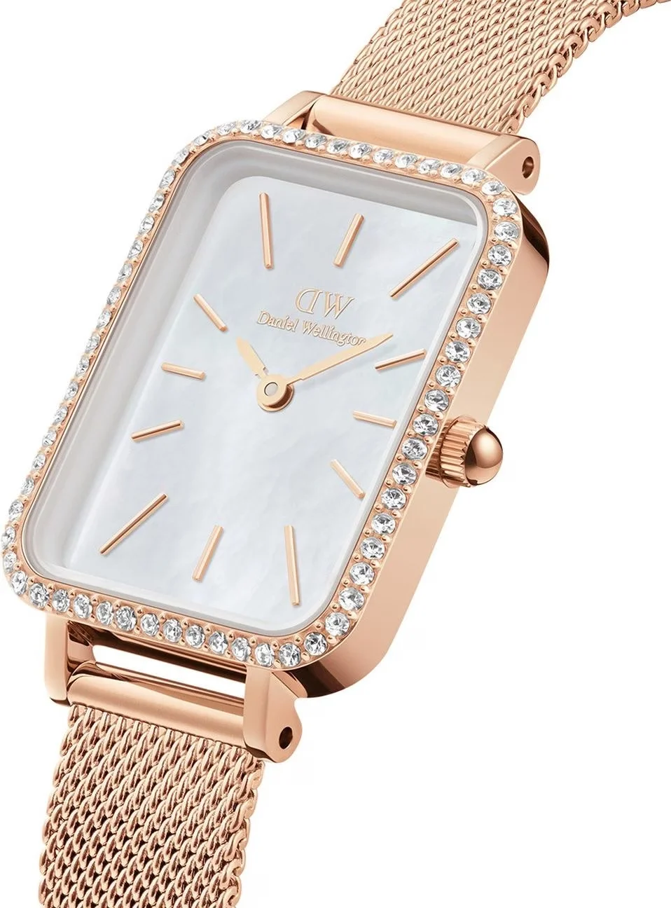 Montre Femme Daniel Wellington DW00100674 Quadro Lumine, Boîtier Or Rose Rectangulaire 26mm avec Cristaux vue 2