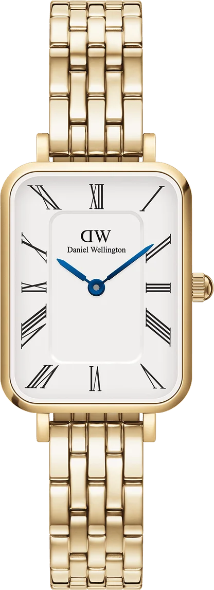 Montre Femme Daniel Wellington DW00100688 Quadro - Cadran Rectangulaire Blanc, Maille Milanaise Or Rose