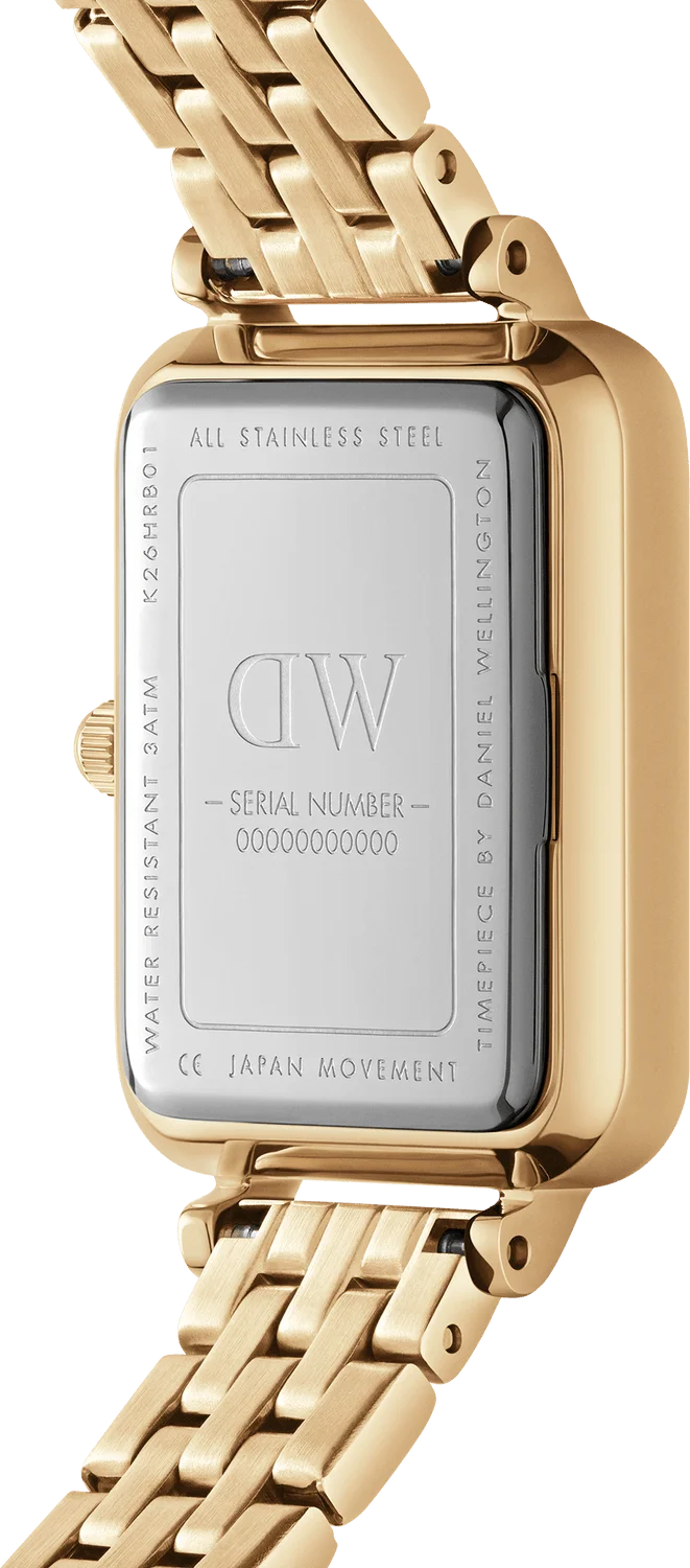 Montre Femme Daniel Wellington DW00100688 Quadro - Cadran Rectangulaire Blanc, Maille Milanaise Or Rose vue 4