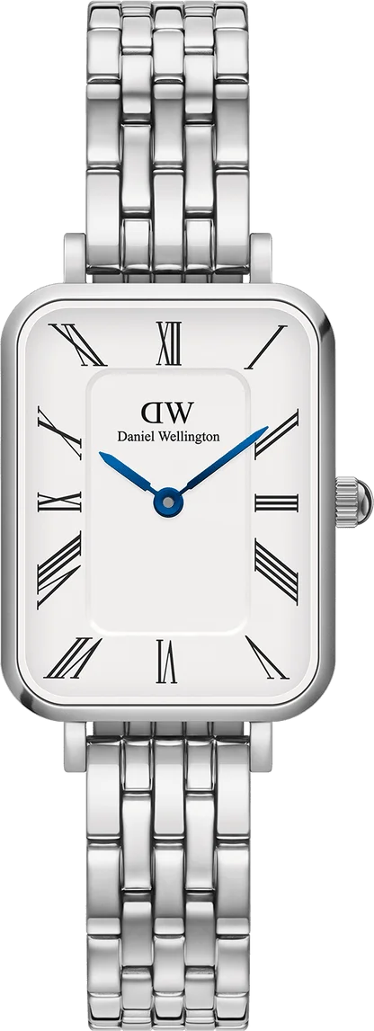 Montre Femme Daniel Wellington DW00100691 Quadro Rectangulaire Cadran Blanc Maille Milanaise Or Rose