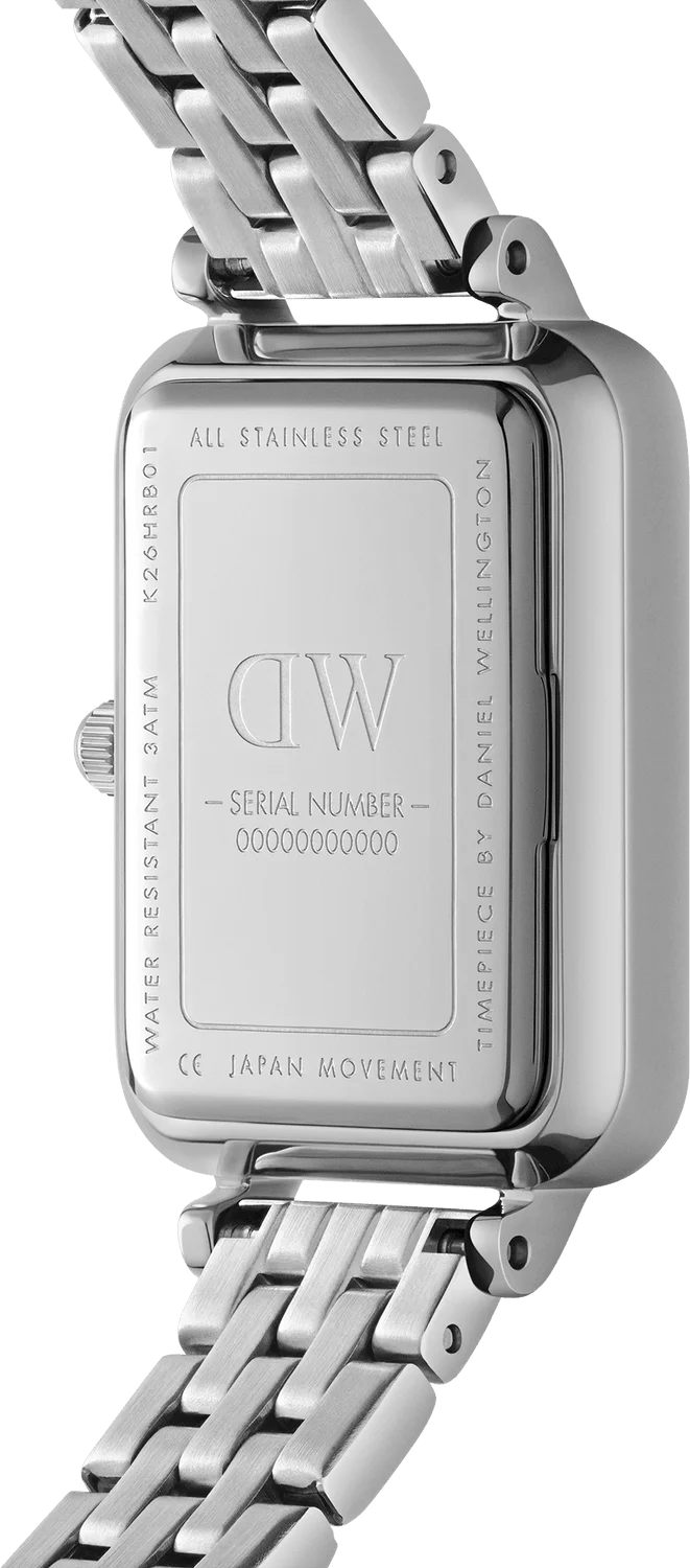 Montre Femme Daniel Wellington DW00100691 Quadro Rectangulaire Cadran Blanc Maille Milanaise Or Rose vue 4