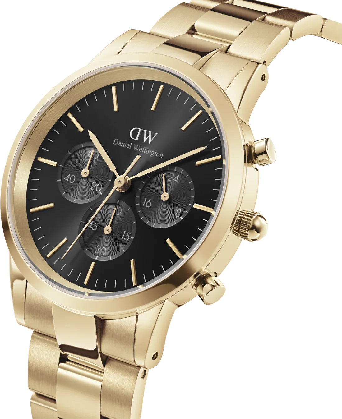 Daniel Wellington DW00100641 Iconic Chronograph - Montre Homme en Acier Doré Jaune à Cadran Noir vue 2