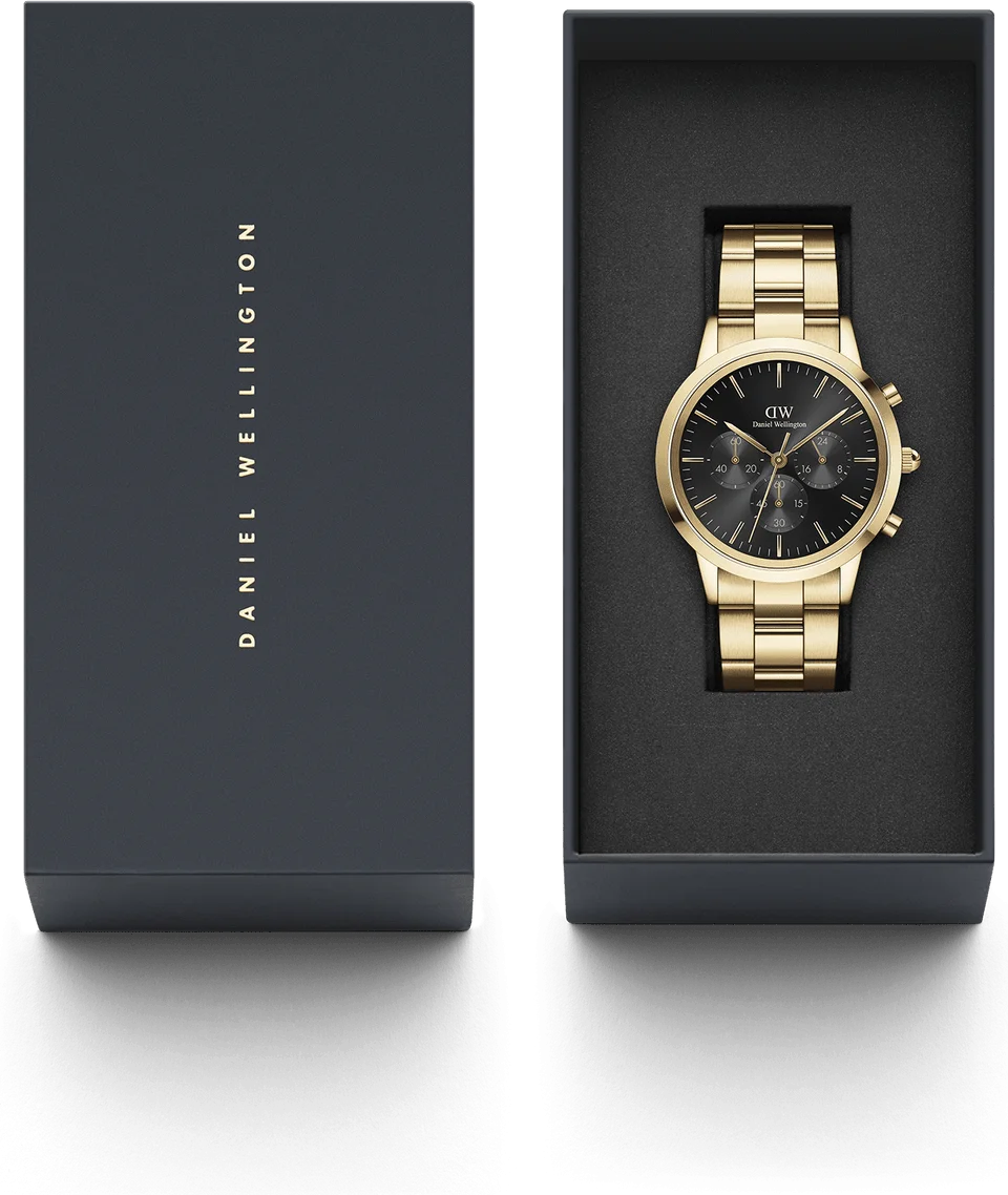 Daniel Wellington DW00100641 Iconic Chronograph - Montre Homme en Acier Doré Jaune à Cadran Noir vue 4