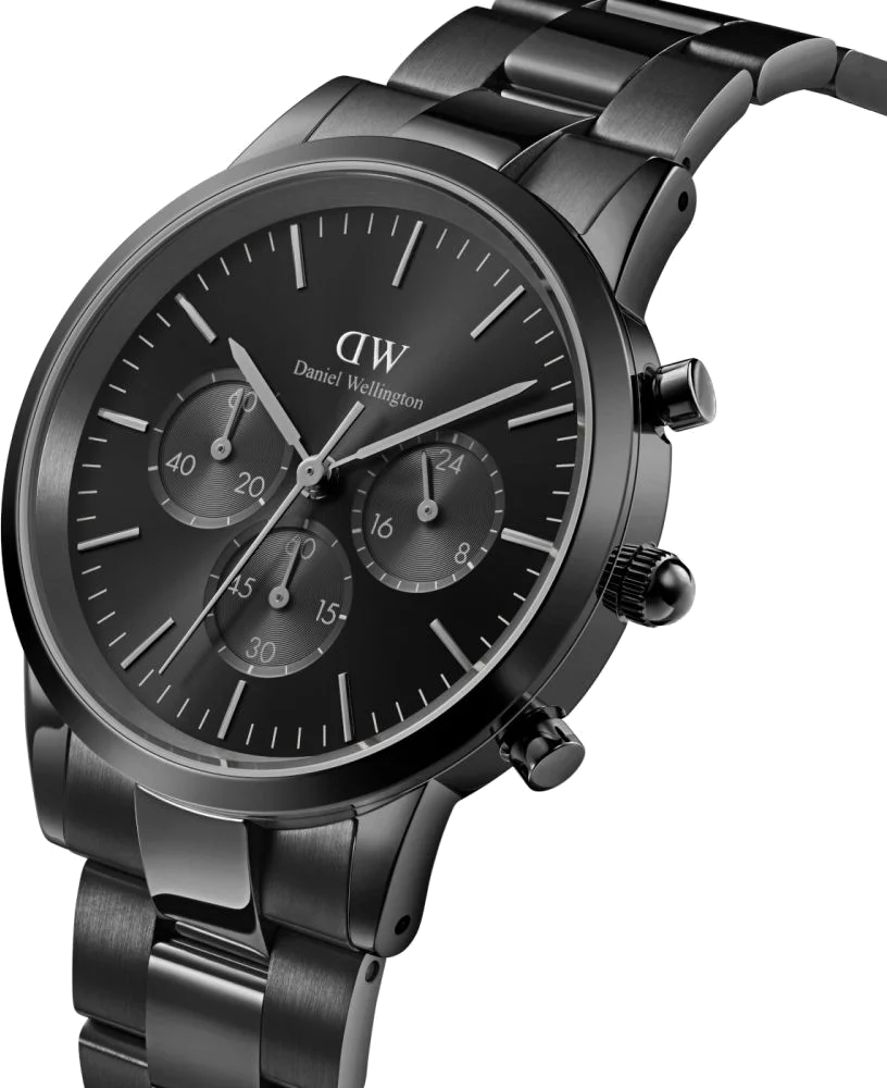 Montre Homme Daniel Wellington DW00100642 Iconic Chronograph, Boîtier et Bracelet Acier Noir, Cadran Onyx vue 2
