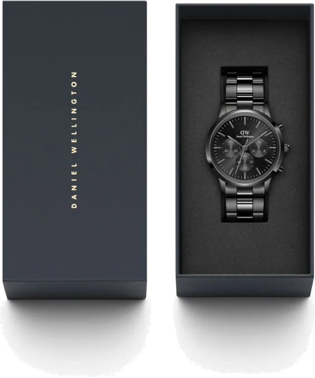 Montre Homme Daniel Wellington DW00100642 Iconic Chronograph, Boîtier et Bracelet Acier Noir, Cadran Onyx vue 3