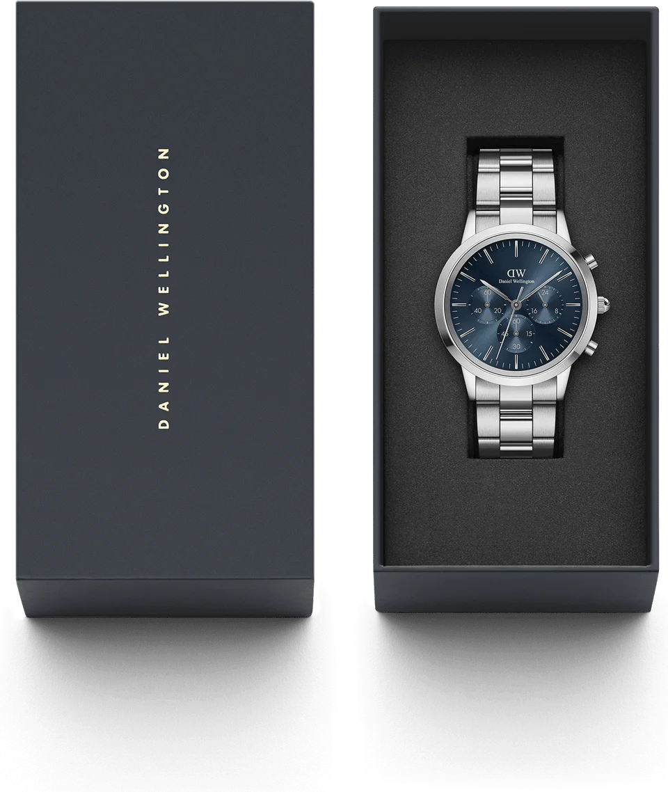 Montre Homme Daniel Wellington DW00100644 Chronographe Iconic Link Onyx G, Cadran Bleu, Bracelet Acier vue 4