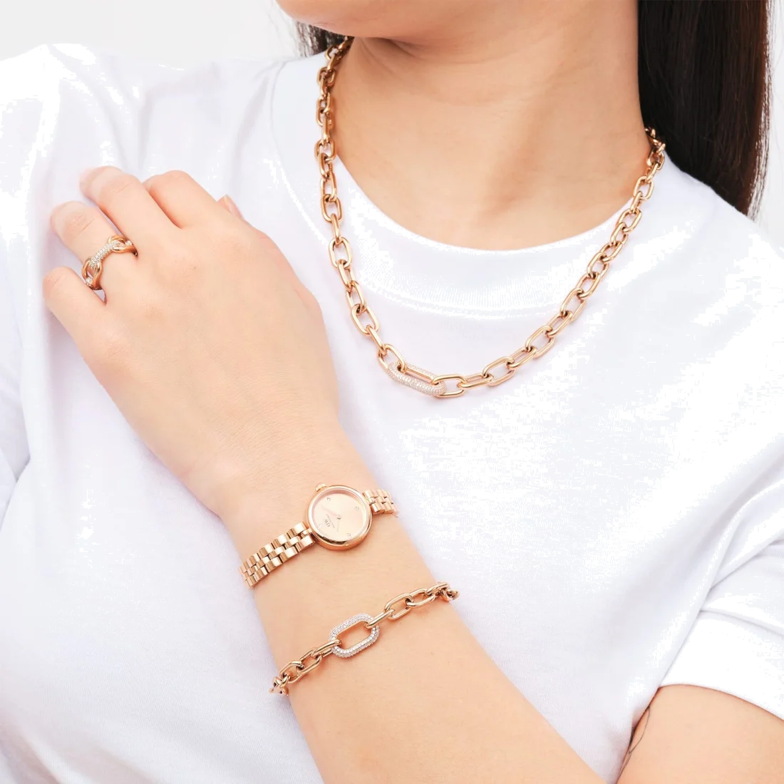 Montre Daniel Wellington DW00100720 Elan Lumine Unitone - Cadran et bracelet acier or rose 22mm pour femme vue 4