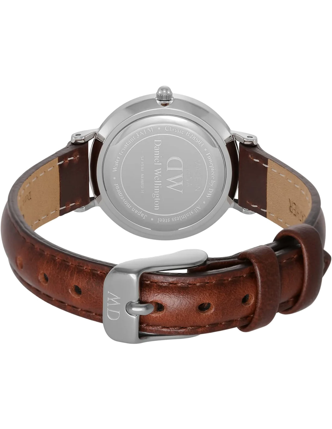 Montre Femme Daniel Wellington Classic Petite DW00100237, Cadran Noir, Bracelet Cuir Marron vue 2