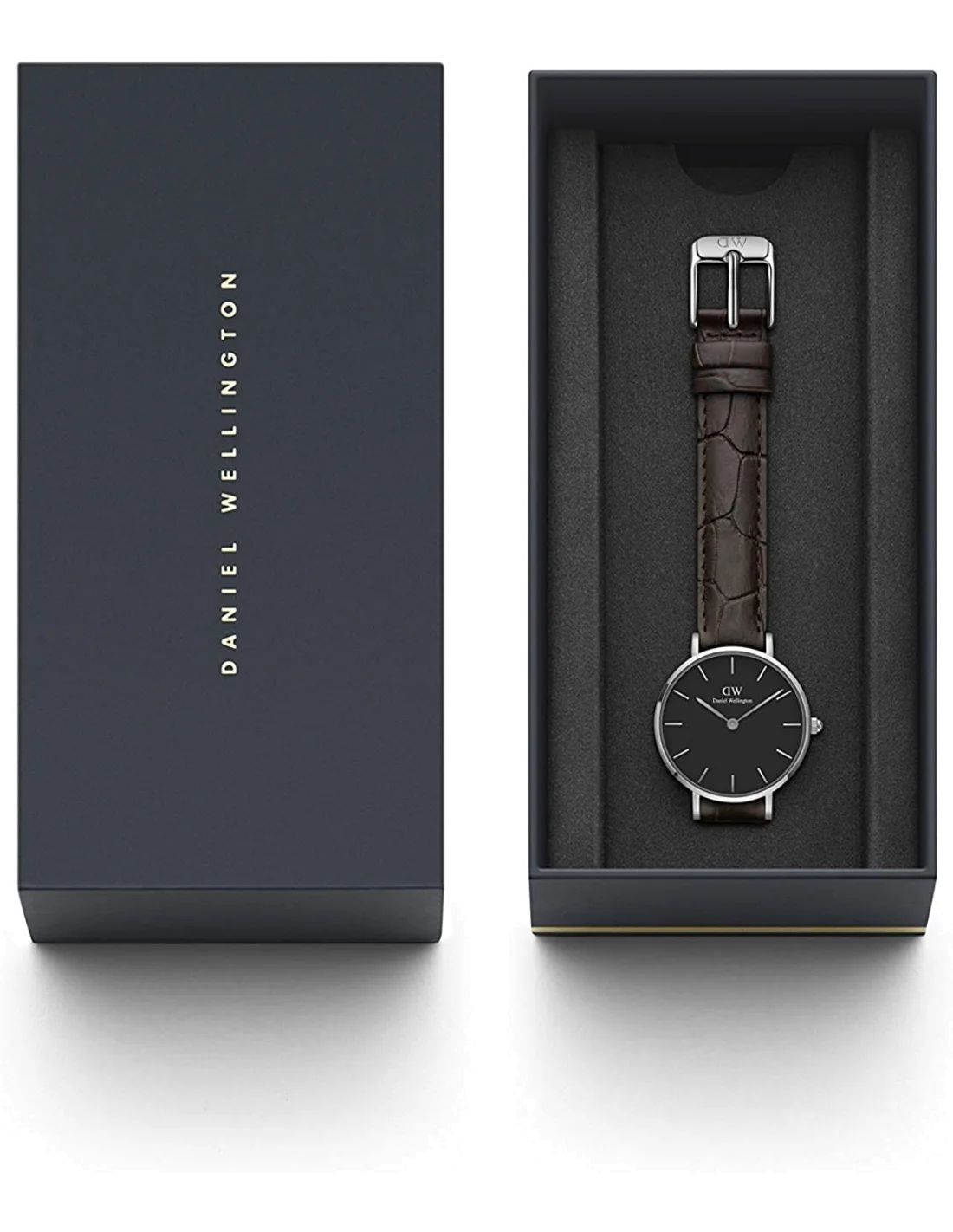 Montre Femme Daniel Wellington Classic Petite DW00100238, Cadran Noir et Bracelet Cuir Marron vue 3