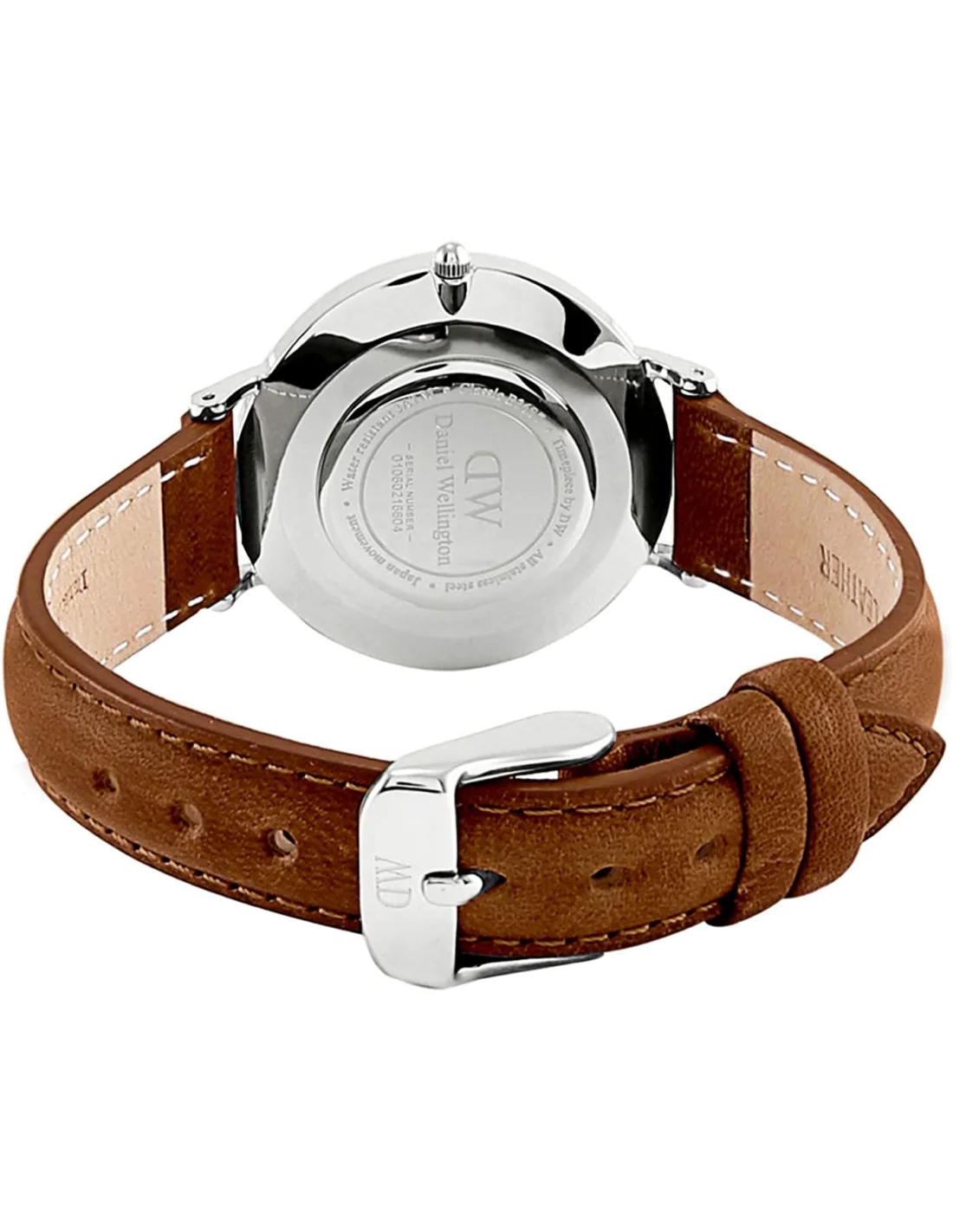 Montre Femme Daniel Wellington Classic Petite 28mm, Cadran Noir, Bracelet Cuir Marron - DW00100234 vue 2