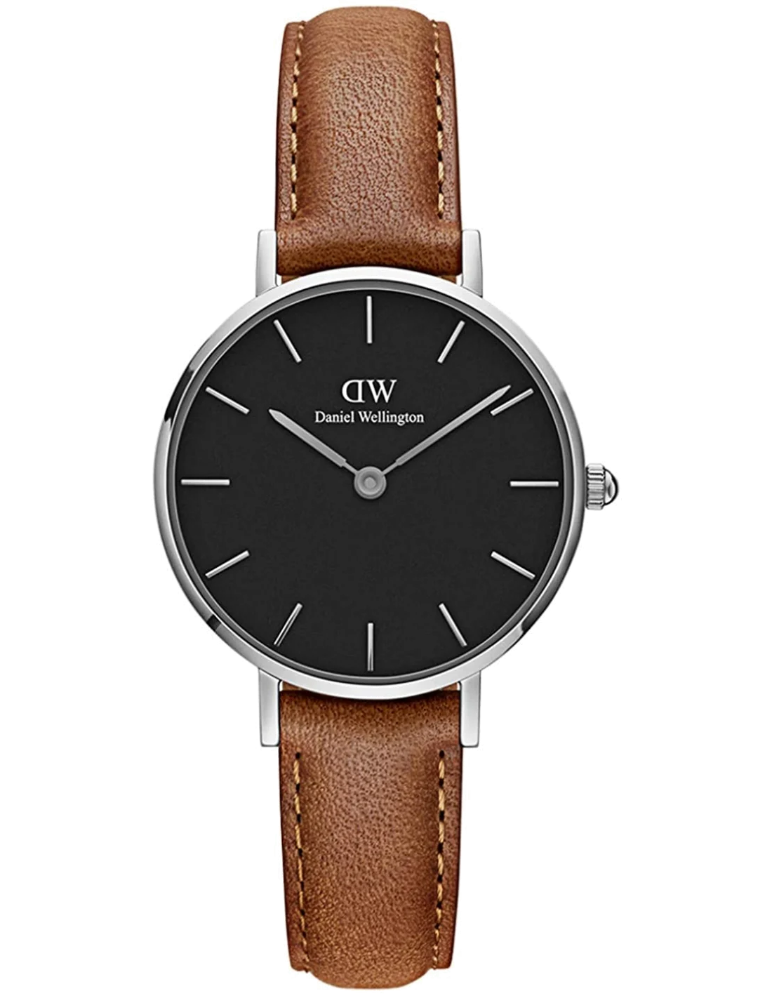 Montre Femme Daniel Wellington Classic Petite 28mm, Cadran Noir, Bracelet Cuir Marron - DW00100234 vue 3