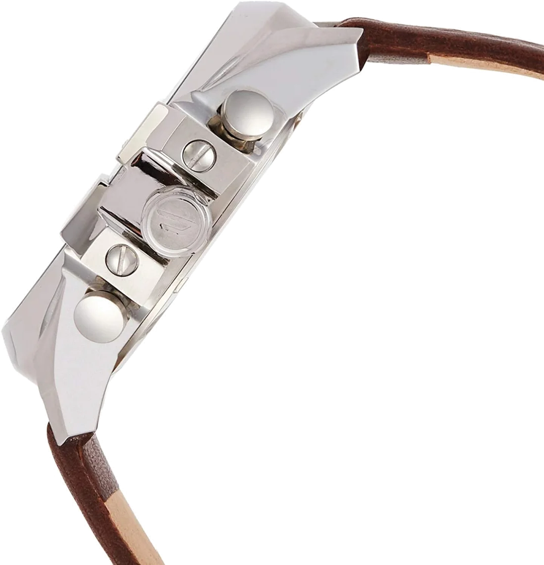 Montre Diesel Mega Chief DZ4281 pour Homme - Cadran bleu, Bracelet cuir marron vue 3