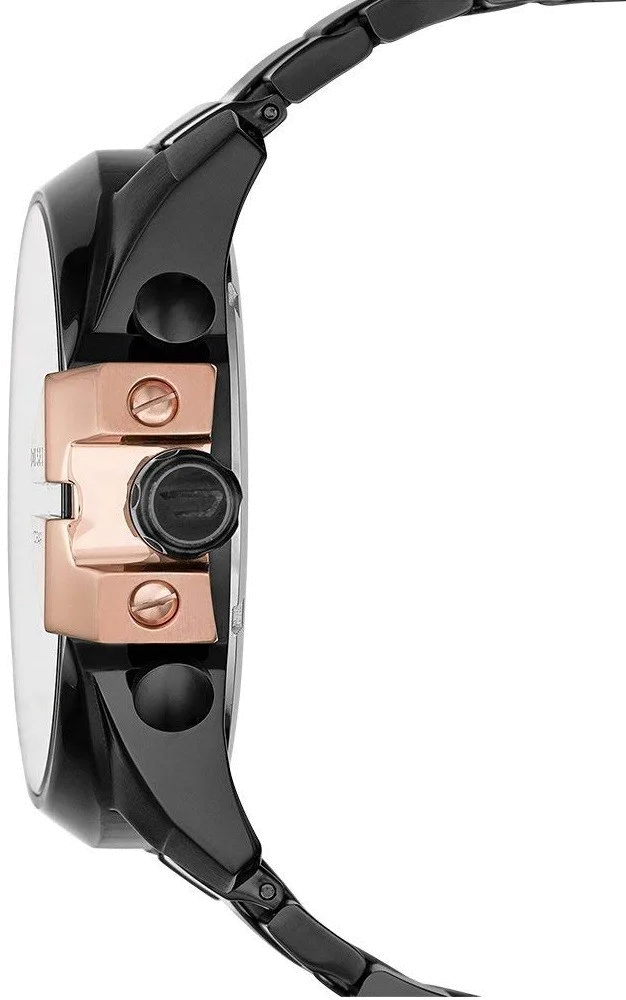 Montre Diesel Mega Chief DZ4309 pour Homme - Boîtier Noir et Inserts Or Rose vue 2