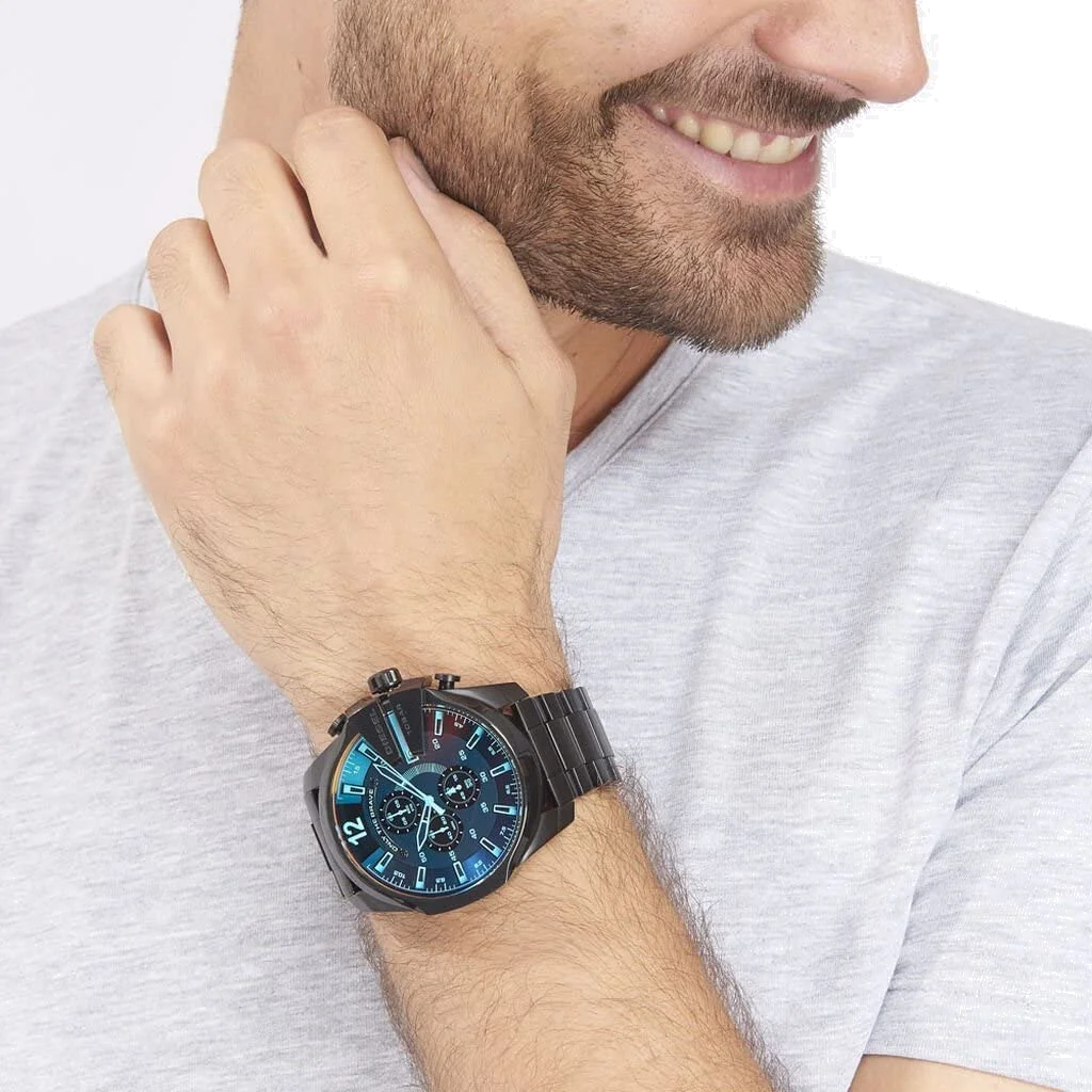 Montre Diesel Mega Chief DZ4318 pour Homme, Boîtier Acier Noir 51mm, Verre Iridescent vue 4