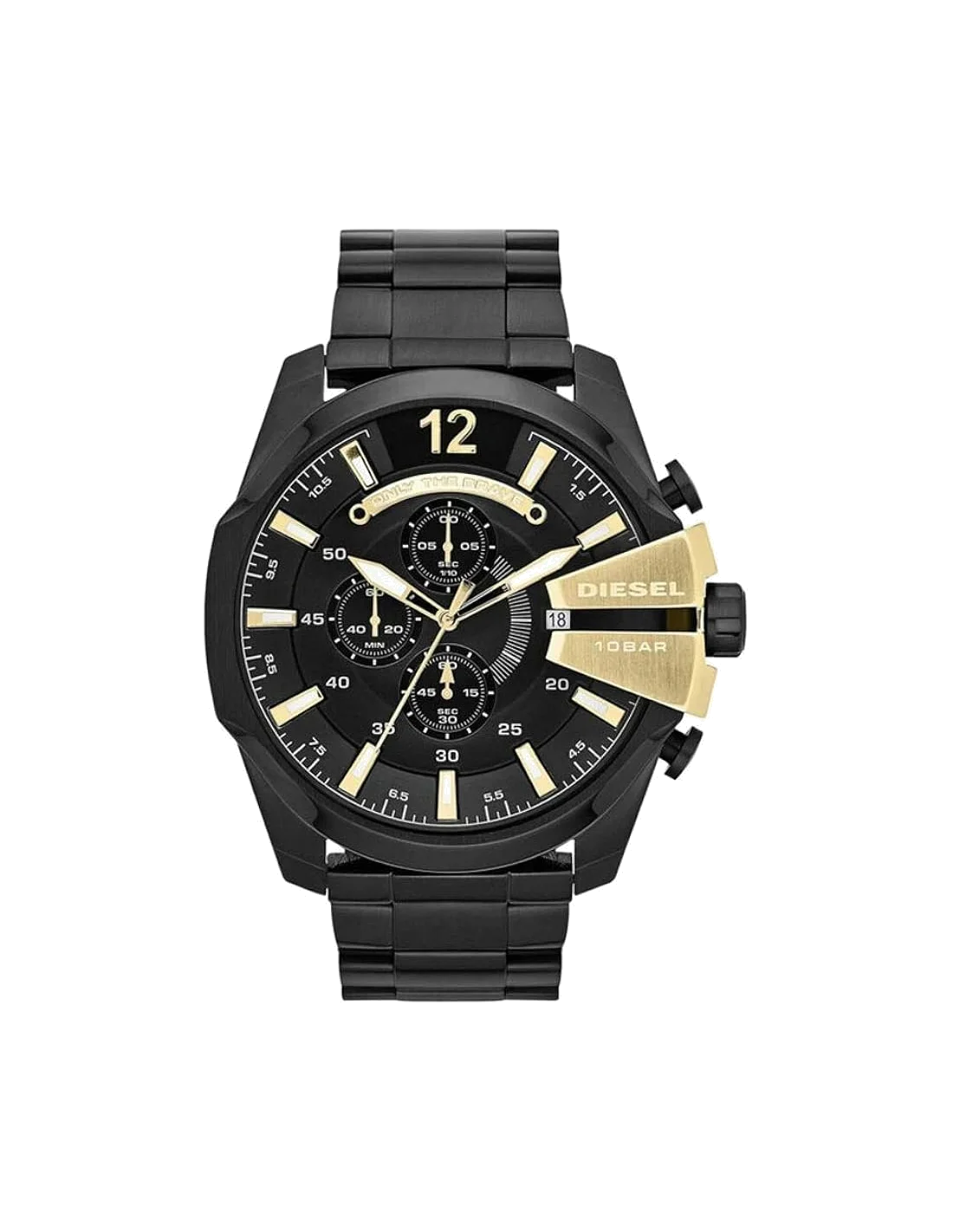 Montre Diesel Mega Chief DZ4338 pour Homme, Boîtier et Bracelet Acier Noir