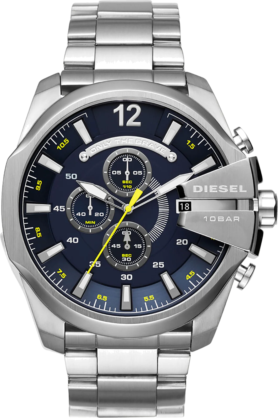 Montre Diesel Mega Chief DZ4465 pour Homme, Boîtier Acier Inoxydable Noir 51 mm