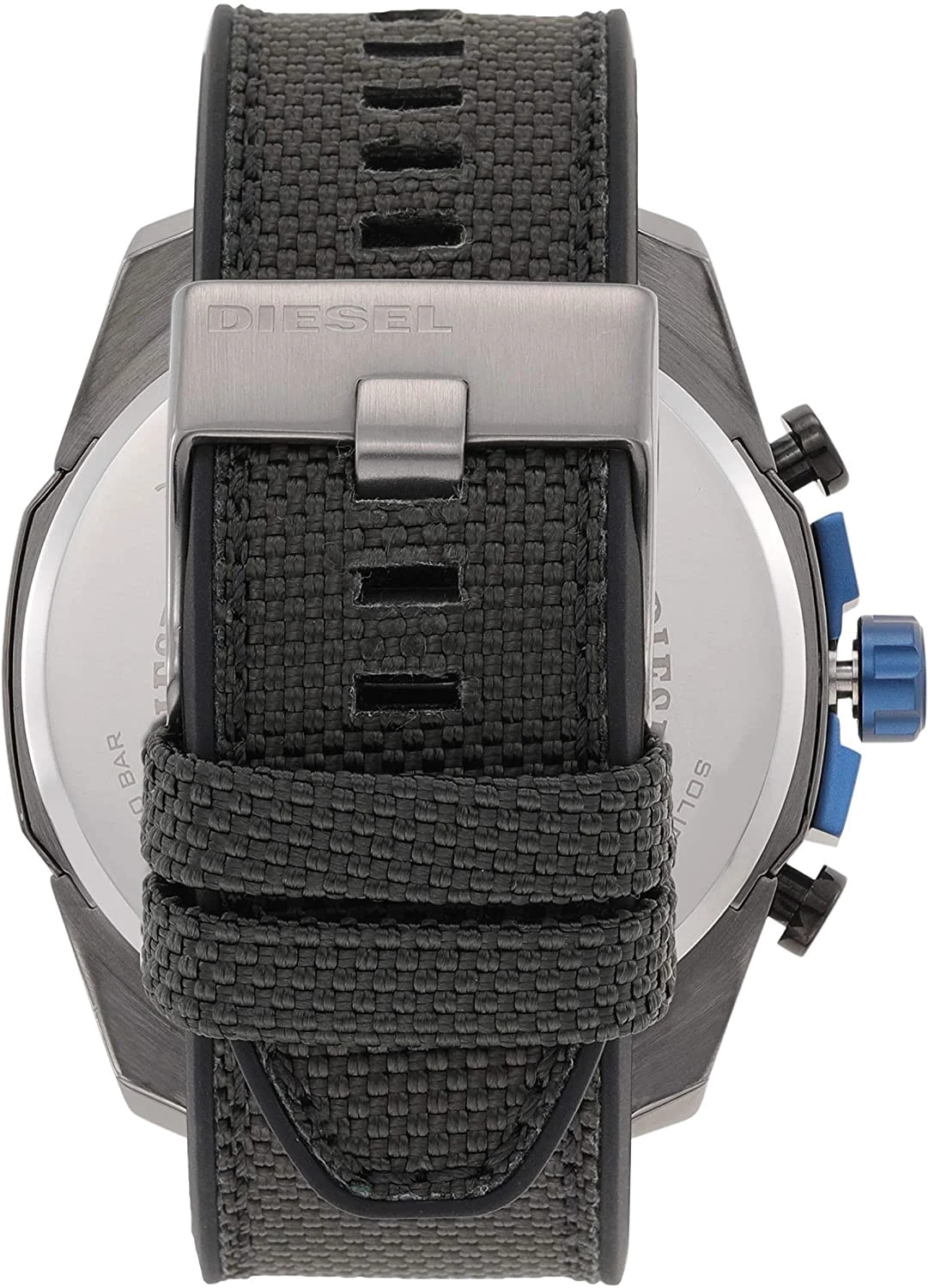 Montre Diesel DZ4500 Mega Chief Homme - Cadran et Boîtier Gris, Bracelet Cuir et Tissu Noir vue 3