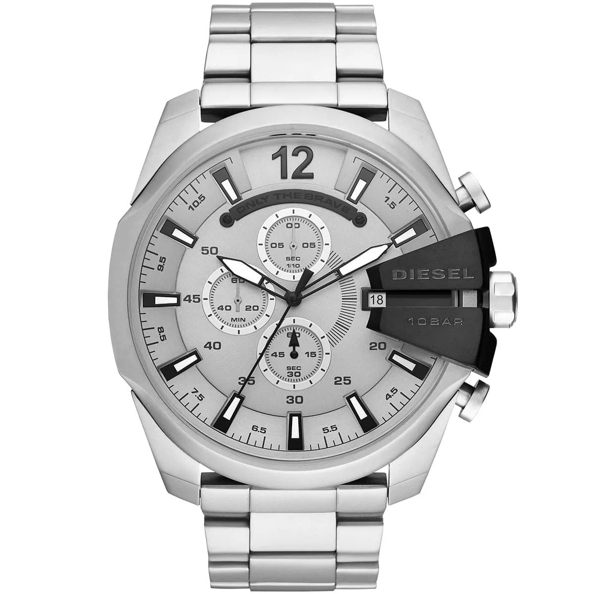 Montre Diesel DZ4501 Mega Chief Chronographe Acier Inox Argent pour Homme