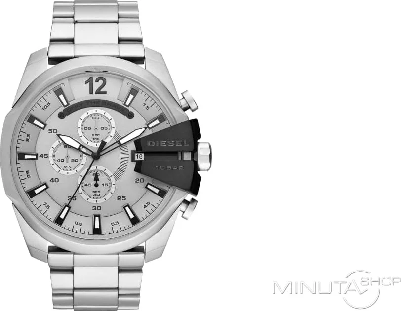 Montre Diesel DZ4501 Mega Chief Chronographe Acier Inox Argent pour Homme