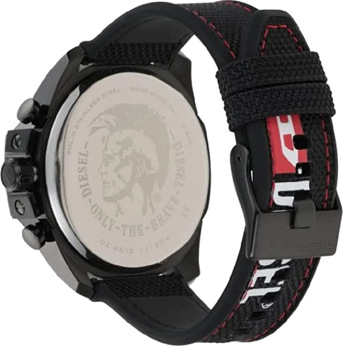 Montre Diesel Mega Chief DZ4512 pour Homme, Cadran Gris, Boîtier Noir, Bracelet Nylon vue 3