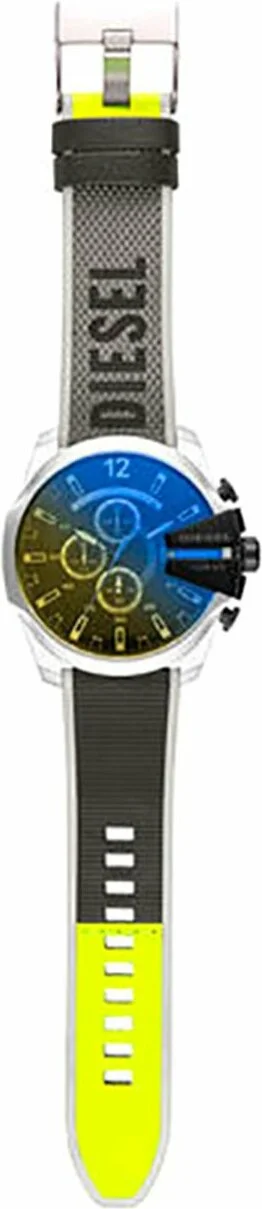 Montre Diesel DZ4523 Mega Chief Homme - Cadran Noir, Boîtier Argent, Bracelet Cuir et Tissu Gris vue 2
