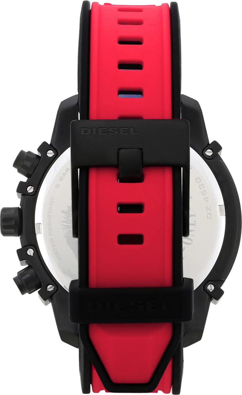 Montre Diesel DZ4530 Griffed pour Homme - Cadran Noir, Bracelet Silicone Rouge vue 3