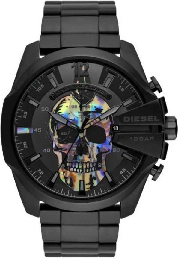 Montre Diesel DZ4582 Mega Chief Skull Rainbow Acier Noir pour Homme