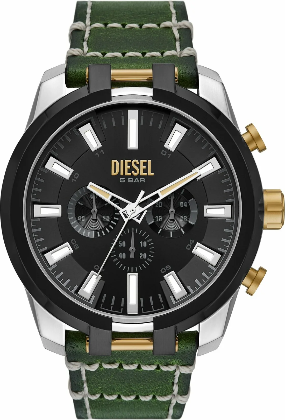 Montre Diesel DZ4588 Homme - Chronographe Split Cadran Noir sur Bracelet Cuir Vert vue 3