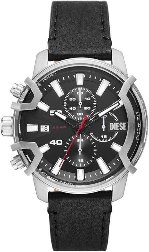 Montre Diesel DZ4603 pour Homme - Cadran et Bracelet Cuir Noir