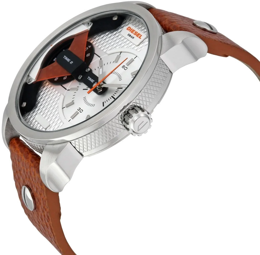 Montre Diesel DZ7309 Homme, Cadran Argent Multi-Affichage, Bracelet Cuir Marron vue 2