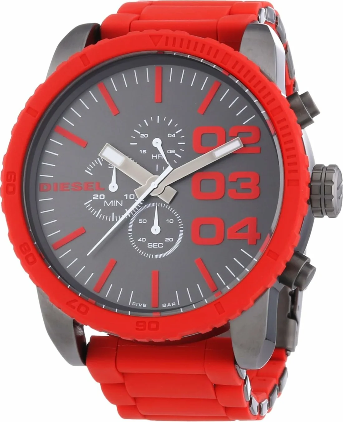 Montre Diesel Mini Daddy DZ7338 pour Homme - Cadran Beige, Boîtier Gris et Bracelet Cuir Marron vue 2