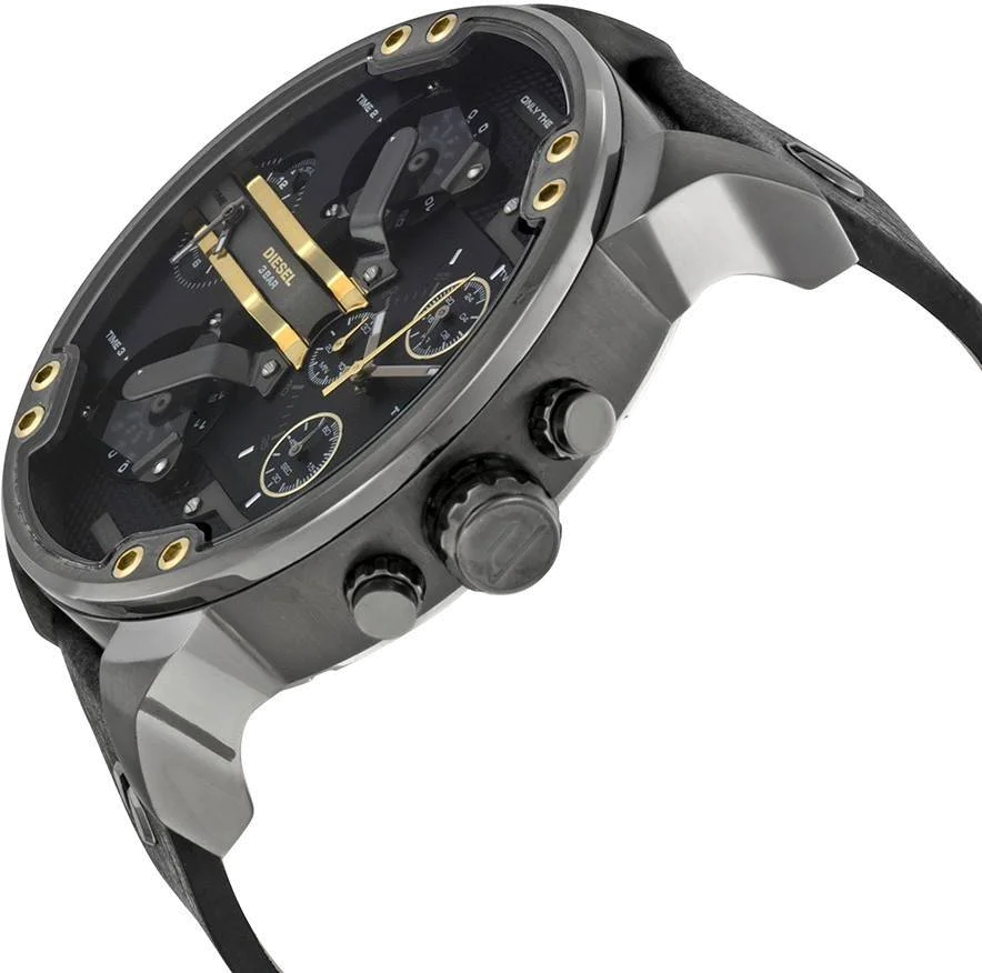 Montre Diesel Mr Daddy 2.0 DZ7348 pour Homme - Boîtier Noir 57mm, Bracelet Cuir Noir vue 2