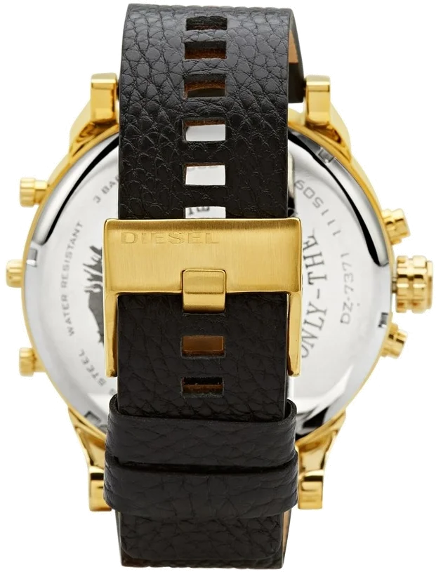 Montre Homme Diesel Mr Daddy DZ7371 - Boîtier or, cadran noir, bracelet cuir vue 3