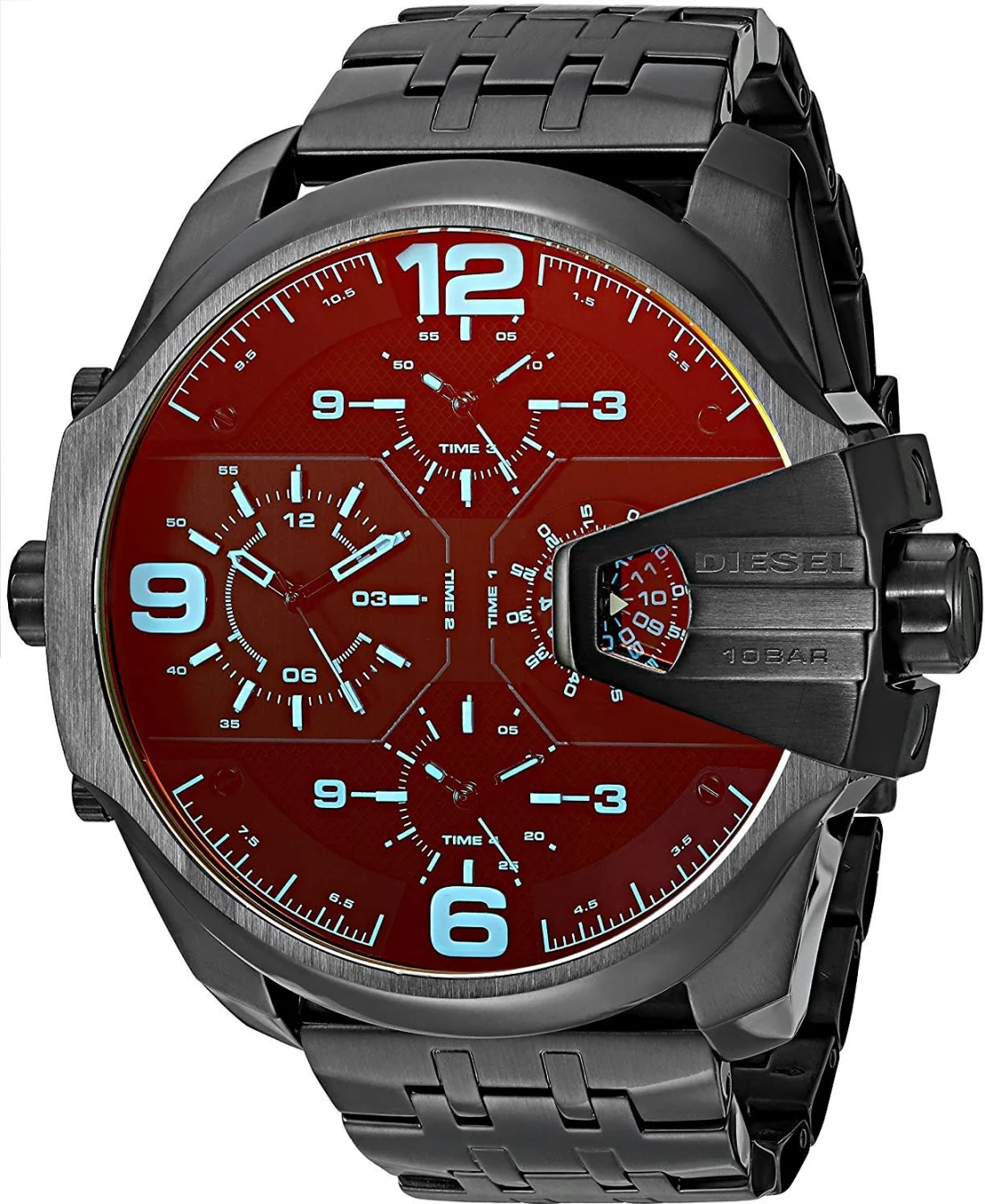 Montre Diesel Uber Chief DZ7373 pour Homme, Cadran et Bracelet Acier Noir