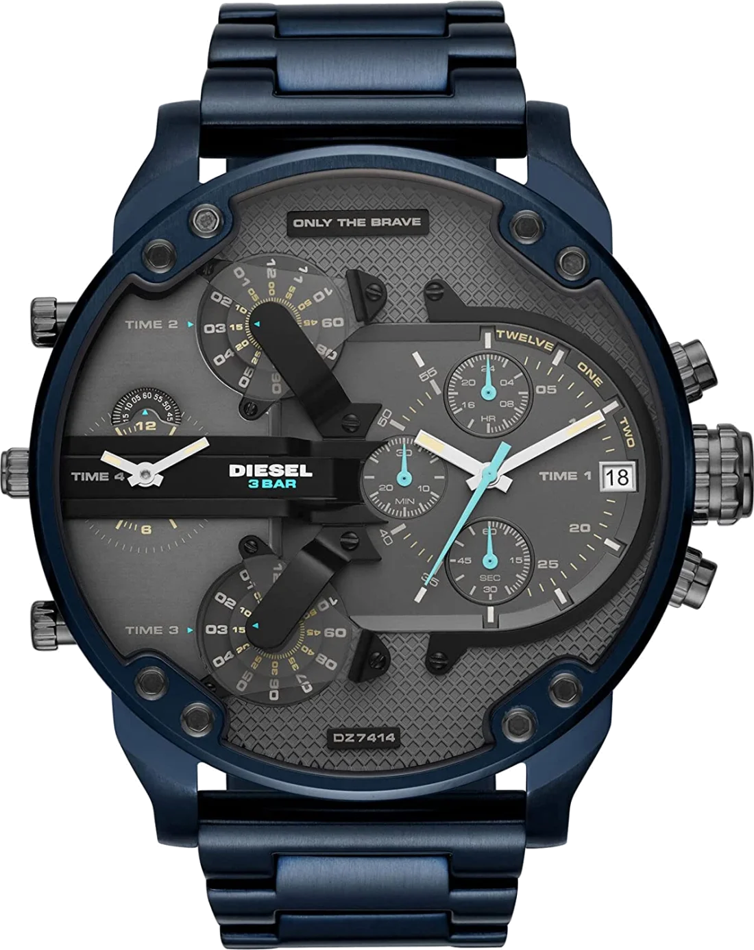 Montre Homme Diesel Mr Daddy 2.0 DZ7414 Chronographe XXL en Acier Bleu