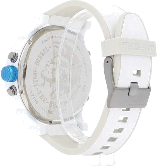 Montre Diesel Mr Daddy 2.0 DZ7419 - Chronographe Homme 57mm, Boîtier Blanc et Bracelet Silicone Blanc vue 3