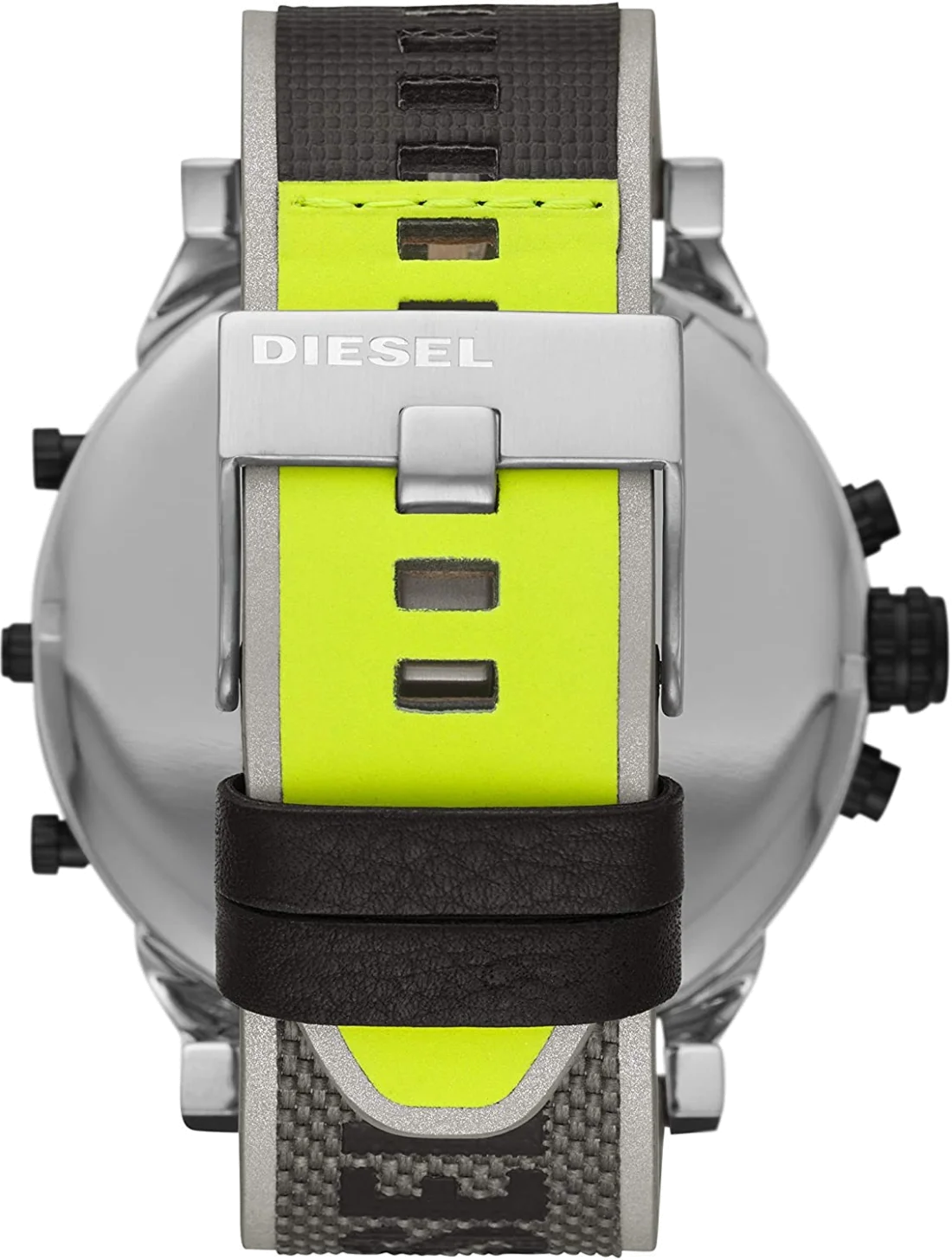 Montre Diesel Mr. Daddy 2.0 XXL DZ7429 pour Homme, Cadran 56mm Noir, Bracelet Gris Cuir/Tissu vue 2