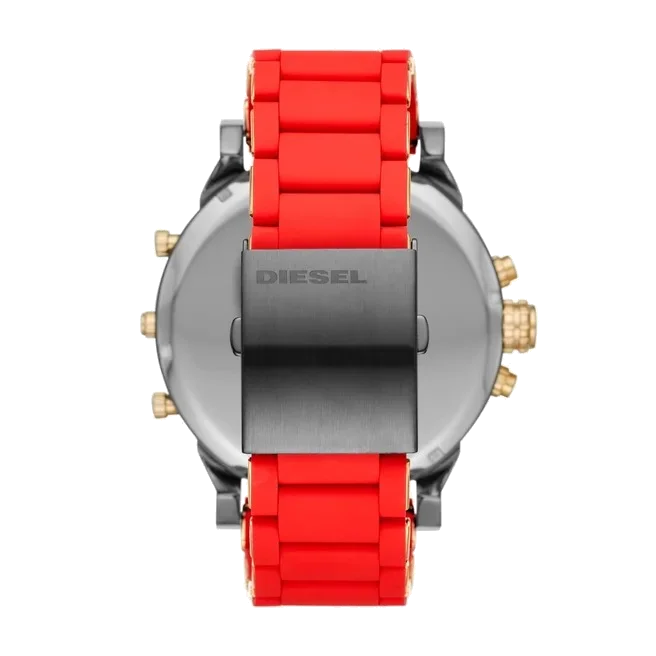 Montre Diesel Mr Daddy 2.0 DZ7430 pour Homme - Cadran Gris, Bracelet Silicone Rouge vue 3