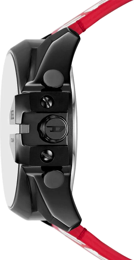 Montre Diesel Mega Chief DZ4647 pour Homme - Cadran Multifonction Gris, Bracelet Cuir Rouge vue 2