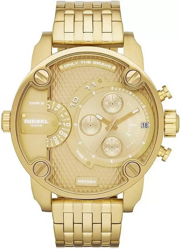 Montre Homme Diesel Little Daddy DZ7287 - Cadran Multifonction Doré 51mm, Bracelet Acier Or