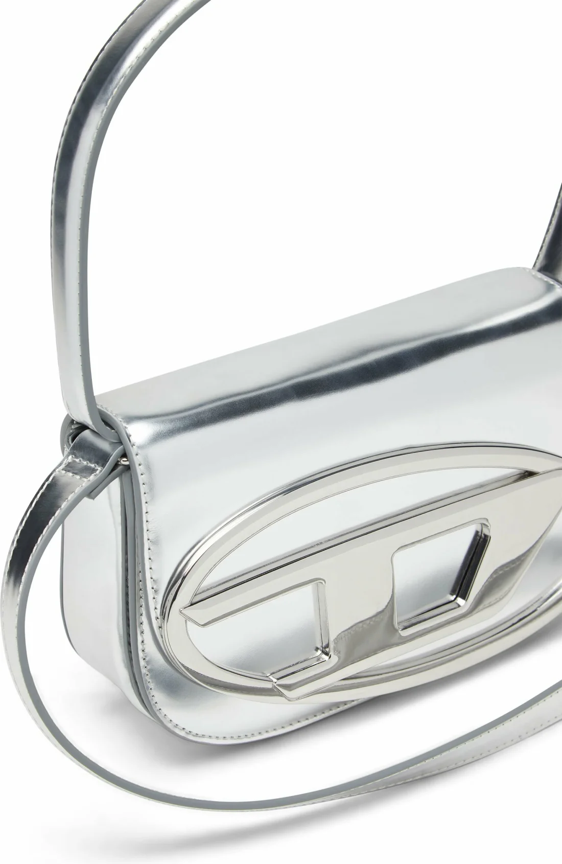Sac à main Diesel 1DR (réf. 111476) en cuir effet miroir argenté pour femme vue 2