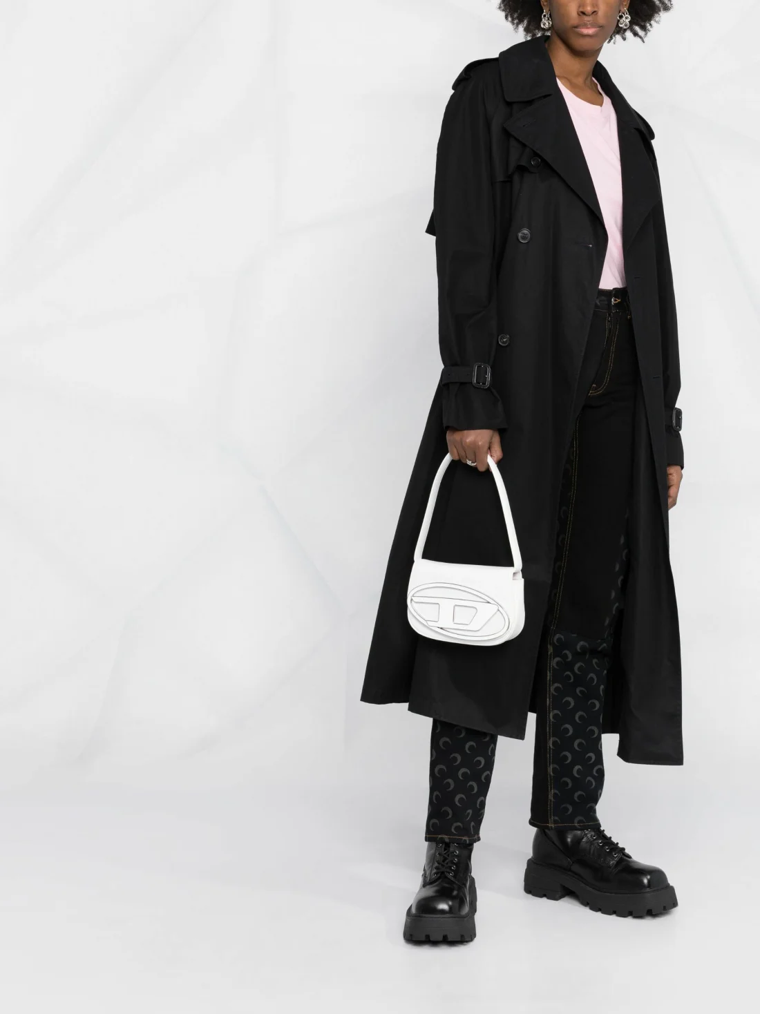 Sac à main Diesel 1DR Medium en cuir blanc - Réf. 111503 - Pour femme vue 3