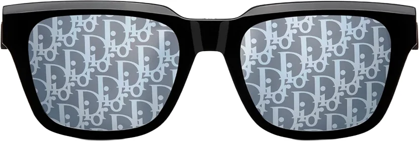 Lunettes de soleil Dior B23 S2F - Acétate noir, miroir argenté - Unisexe vue 2