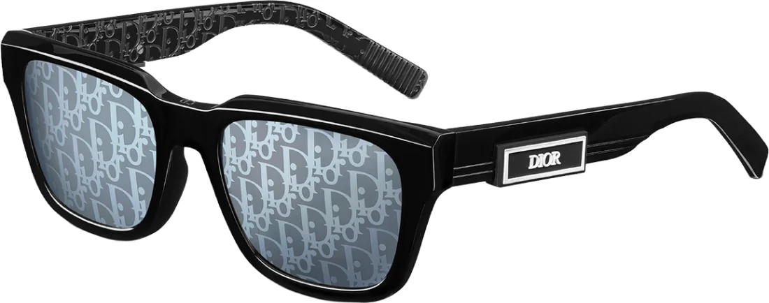 Lunettes de soleil Dior B23 S2F - Acétate noir, miroir argenté - Unisexe