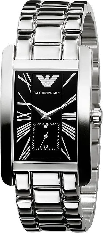 Montre Homme Emporio Armani AR0156 Rectangulaire Acier Inox Cadran Noir