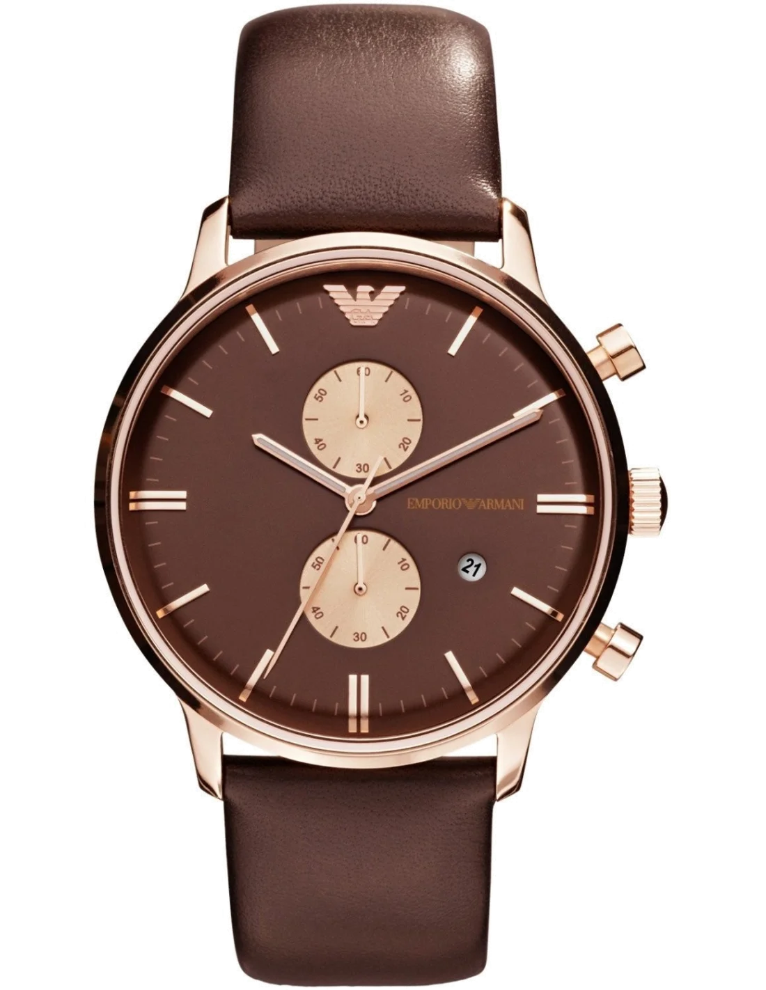 Montre Homme Emporio Armani AR0387 - Cadran et Bracelet Marron - Chronographe Quartz