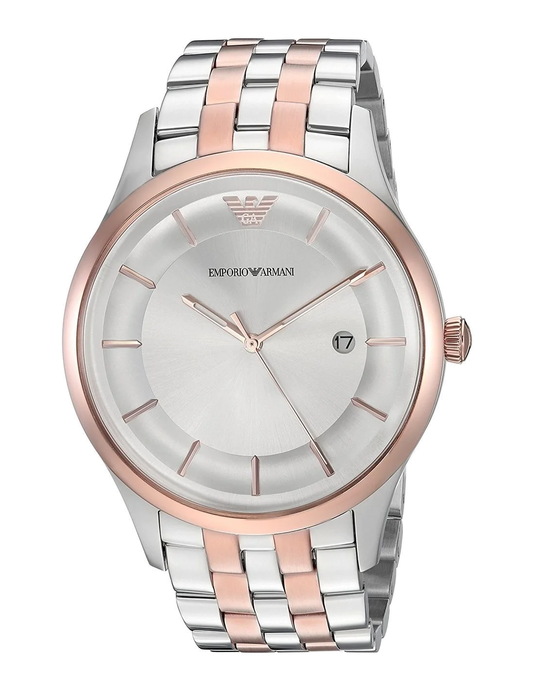 Montre Homme Emporio Armani AR11044 - Acier Argenté, Cadran Gris, Détails Or Rose