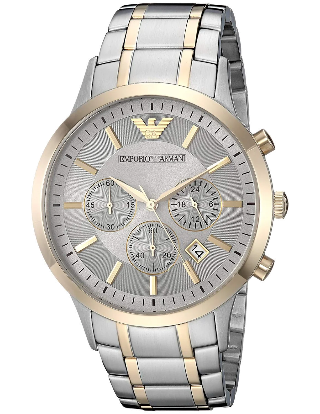Montre Homme Emporio Armani Renato AR11076 - Boîtier Acier Bicolore & Bracelet NATO Argent/Or